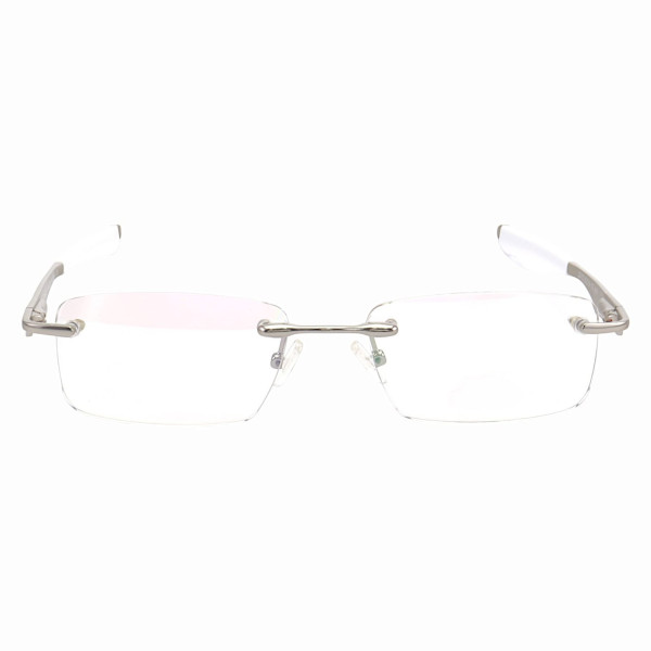 Armação de Óculos Flutuante Sem Aro Wingfold Prata e Branco